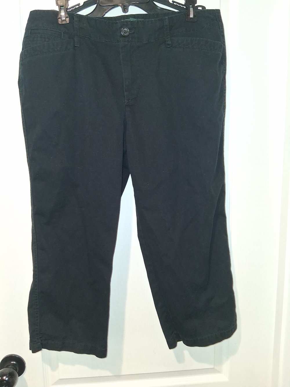 Lauren Jeans Co. Ralph Lauren Women's Black Twill Pants Solid Flat Front Cotton